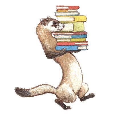 Jason Chin Black Footed Ferret Carrying Books