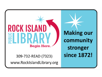 Rock Island Public Library library card design (front)