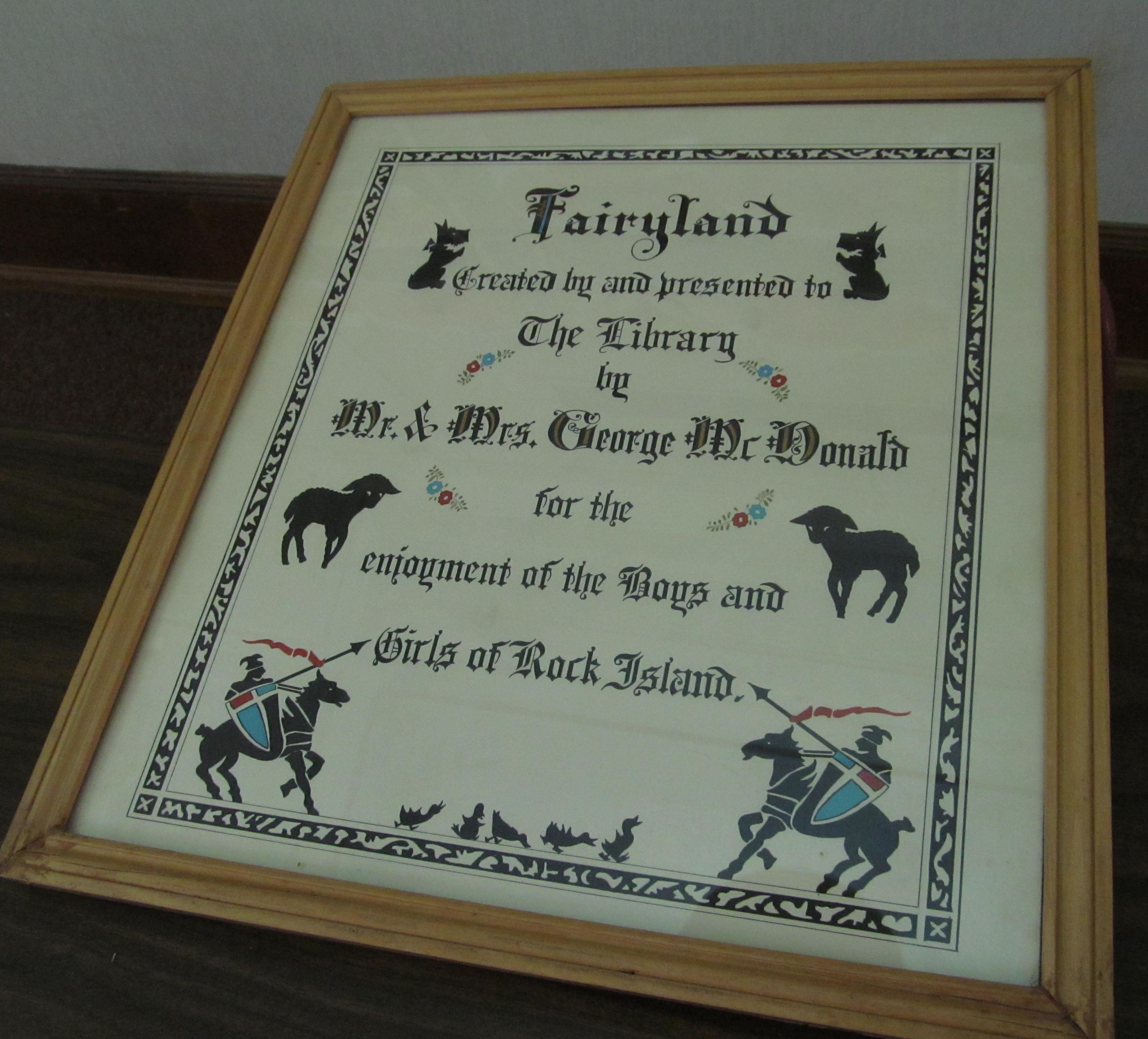 Framed information about the Fairyland Story Mountain exhibit