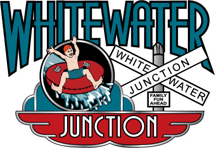 Whitewater Junction logo kid in inner tube enjoying water