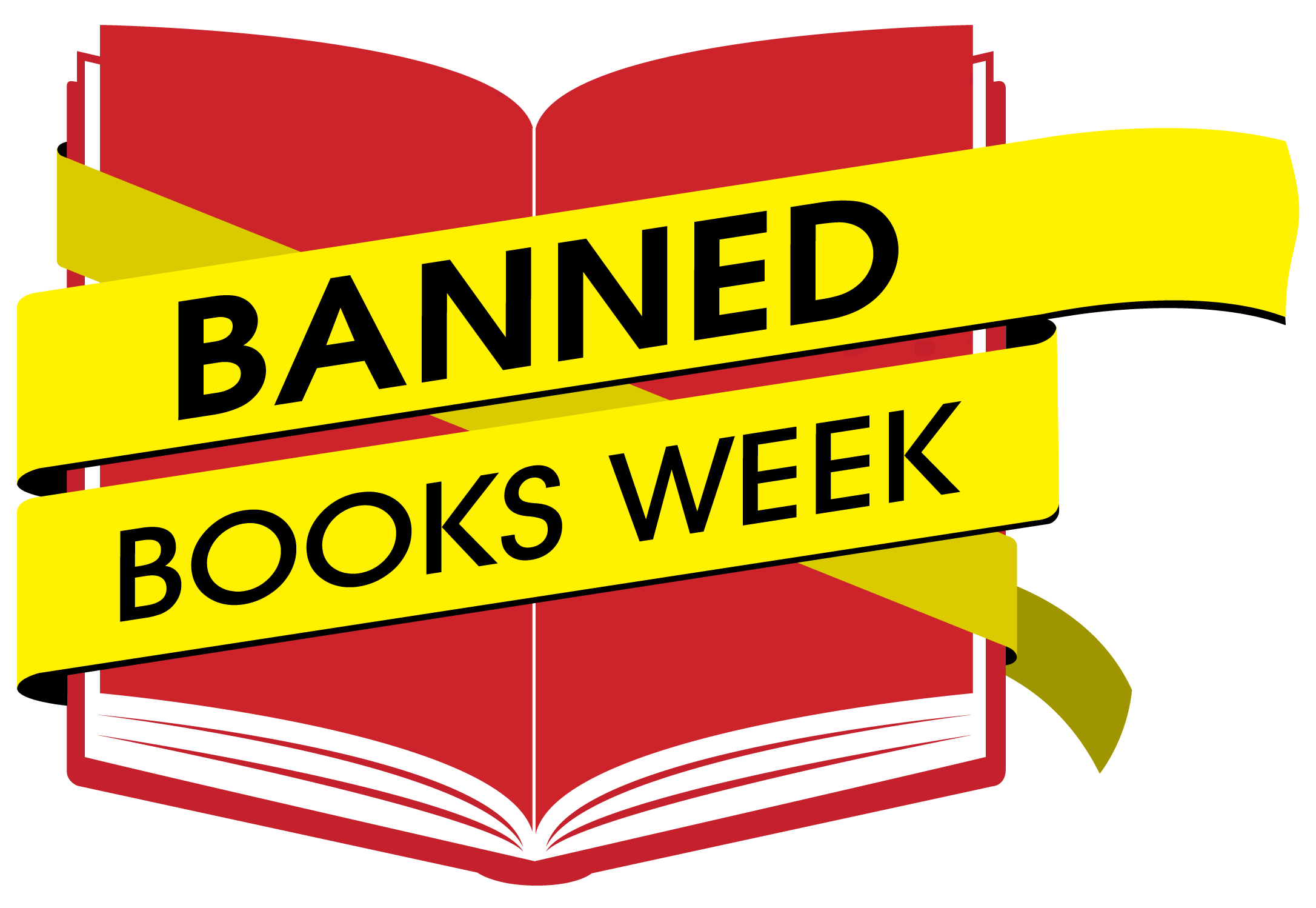 Red book wrapped in yellow caution tape imprinted with words Banned Books Week