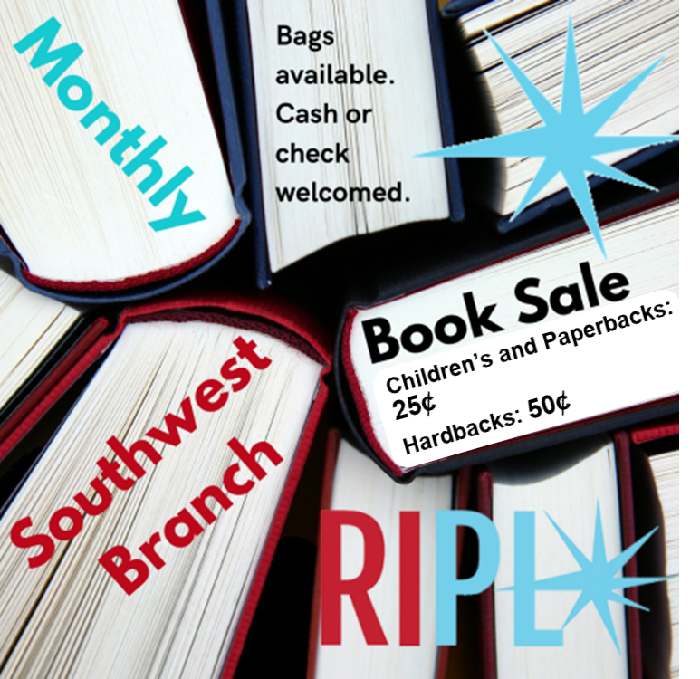 Southwest Branch book sale image with books and price information.