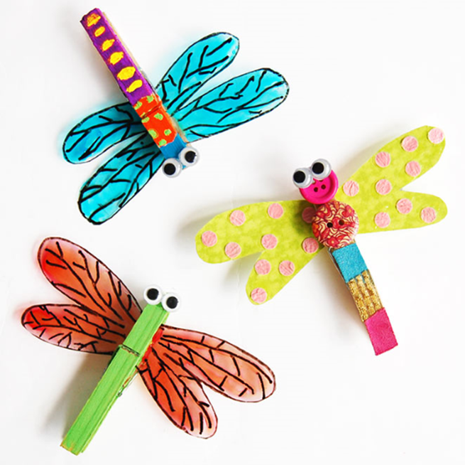 Colorful clothespin dragonfly to decorate.