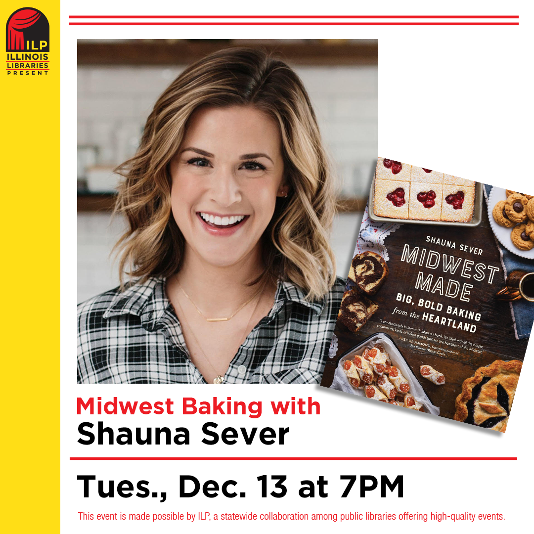 Cookbook author Shauna Sever with her book Midwest Baking 