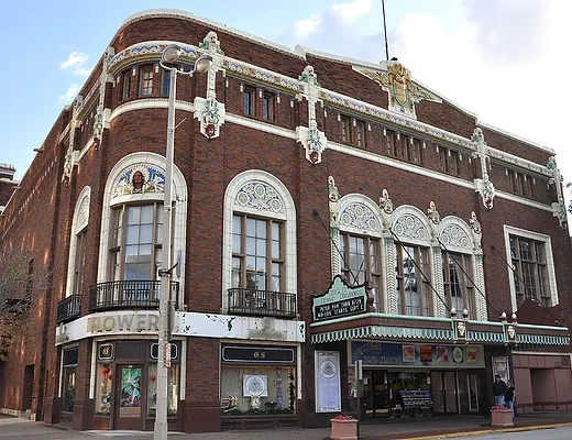 Photo of the old Fort Armstrong Theater (now Circa 21) in downtown Rock Island