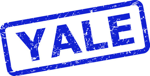 Blue letters spell out "YALE," and the word is tipped slightly to the left.