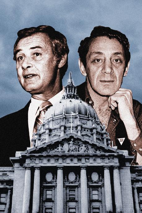 Sketch of Harvey Milk and George Moscone