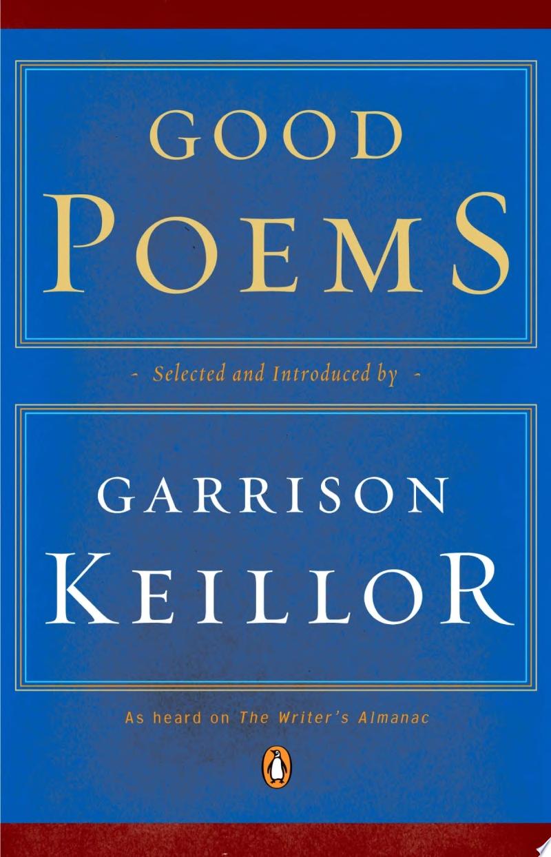 Book cover reading "Good Poems" by Garrison Keillor, featuring a blue background