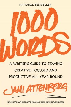 Book cover reading "1000 Words" by Jami Attenberg, featuring orange and black text against a beige background