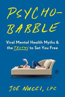 Book cover reading 'Psychobabble' by Joe Nucci, featuring a person lying on a couch looking at a phone against a blue background
