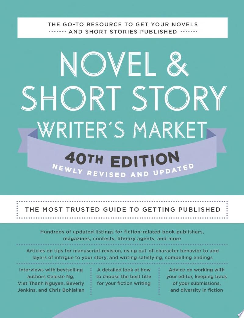 Book cover reading "Novel & Short Story Writer's Market" by Amy Jones, featuring a blue background with a purple banner reading "40th Edition"