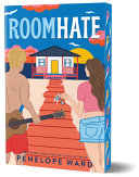 Book cover reading "Roomhate" by Penelope Ward, featuring an illustration of a man and woman looking toward a beach house 