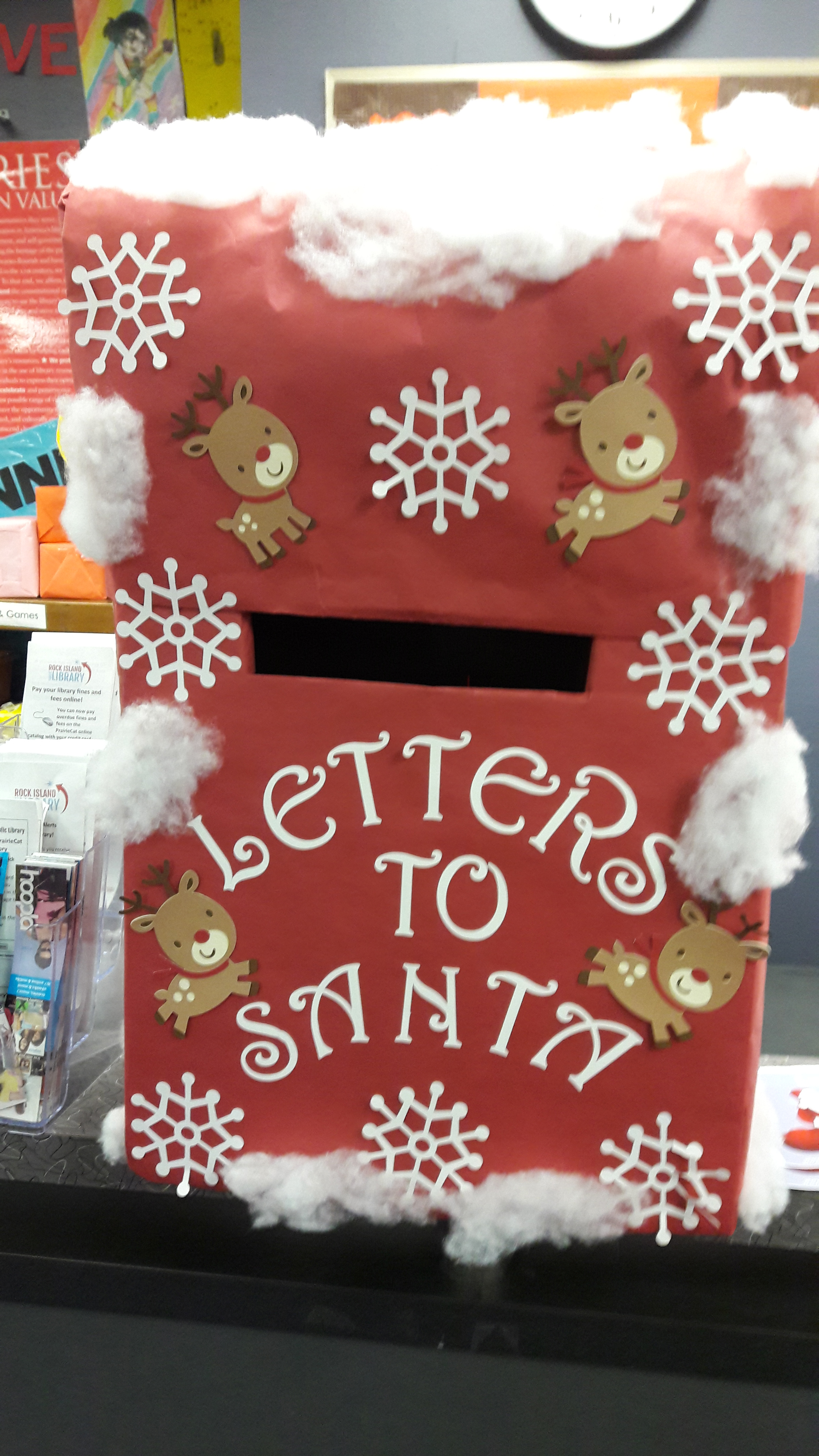 Photo of Letters to Santa mailbox at a Rock Island Library location 