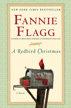 Book cover, A Redbird Christmas, red cardinal sitting on mailbox with wrapped gift inside mailbox