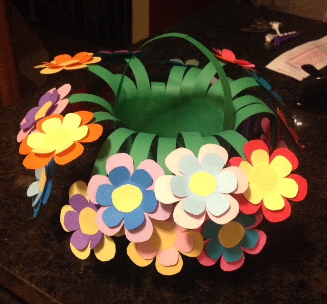 Create a lovely floral basket using paper.