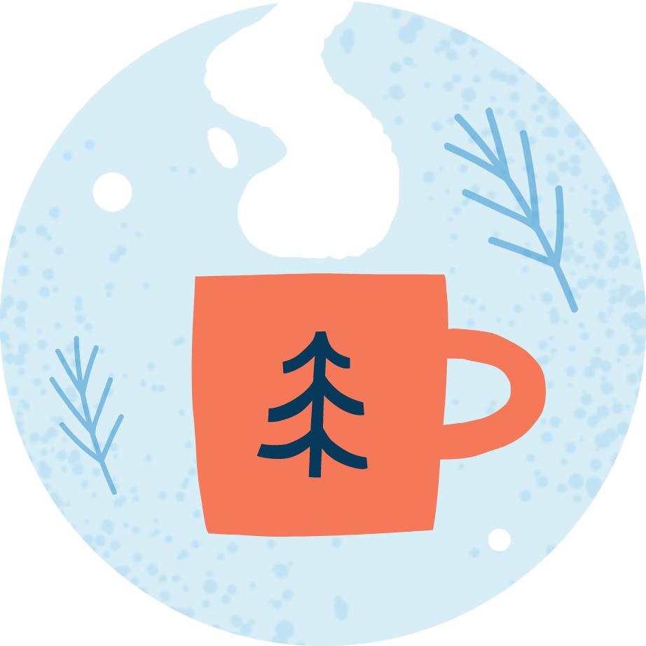 steaming cup of cocoa with blue background