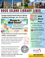 Front page of January 2026 Library Newsletter, Rock Island Library Lines