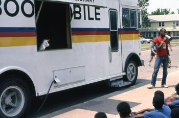 Puppet show performance at bookmobile