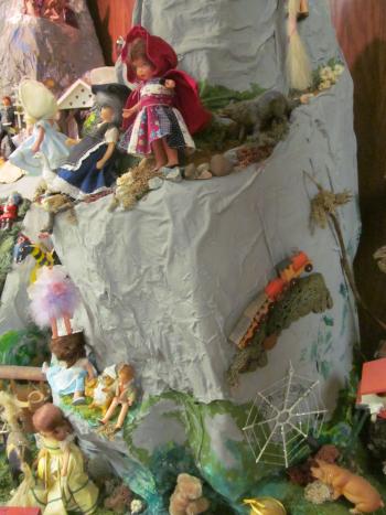 Closeup of dolls in Story Mountain exhibit