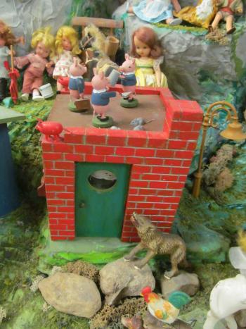 Closeup of dolls in the Story Mountain exhibit