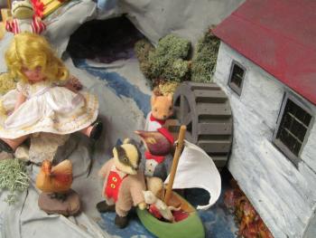 Closeup of dolls in the Story Mountain exhibit