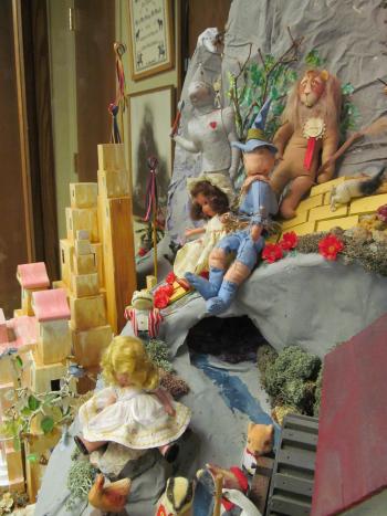 Closeup of dolls in the Story Mountain exhibit