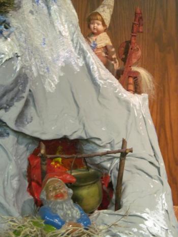 Closeup of dolls in the Story Mountain exhibit