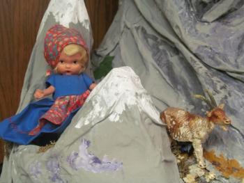 Closeup of dolls in the Story Mountain exhibit