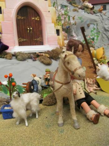 Closeup of dolls in the Story Mountain exhibit