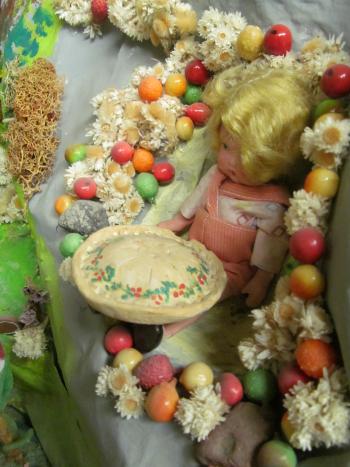 Closeup of dolls in the Story Mountain exhibit