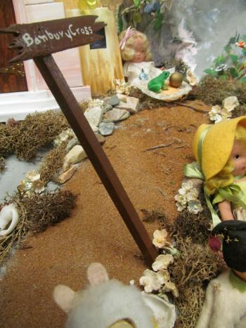 Closeup of dolls in the Story Mountain exhibit
