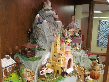 Closeup of dolls in the Story Mountain exhibit