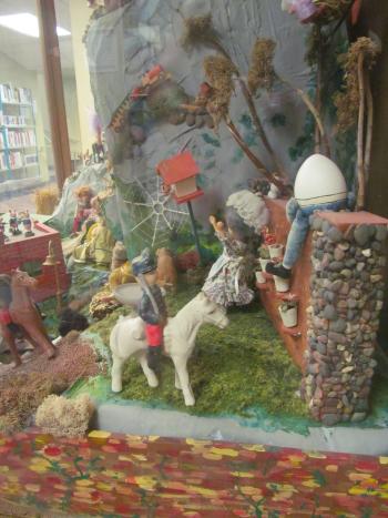 Closeup of dolls in the Story Mountain exhibit