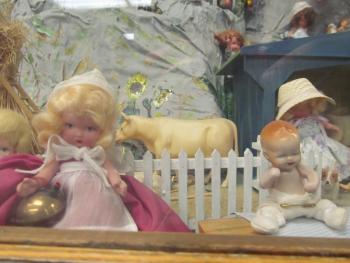 Closeup of dolls in the Story Mountain exhibit