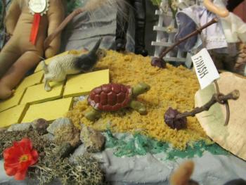 Closeup of dolls in the Story Mountain exhibit