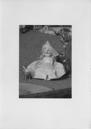 Little Miss Muffet figurines as part of historic RIPL children's library Fairyland display
