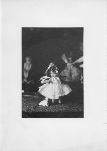 Mary and lamb figurines as part of historic RIPL children's library Fairyland display