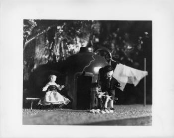 Fisherman and wife figurines as part of historic RIPL children's library Fairyland display