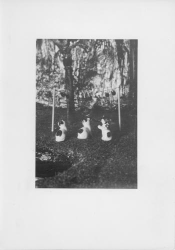 Three kitten figurines as part of historic RIPL children's library Fairyland display