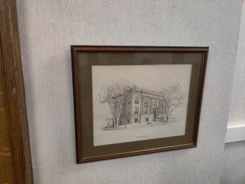 Drawing of historic Main Library building