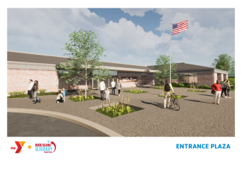 Architectural rendering of new Watts-Midtown branch entrance plaza