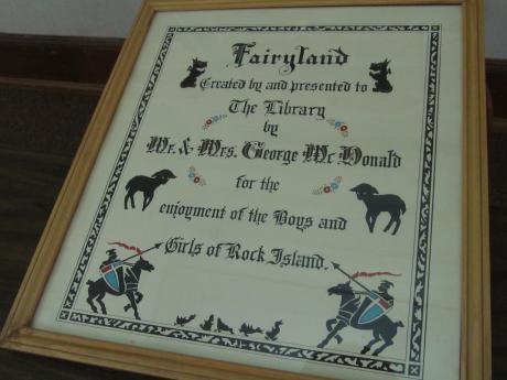 Framed information about the Fairyland Story Mountain exhibit