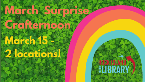 March Crafternoon_Shamrock background with cartoon rainbow
