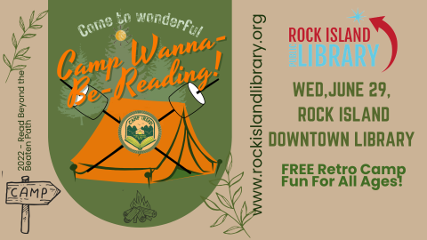 Camp Wanna Be Reading Orange Tent with Crossed Marshmallow forks