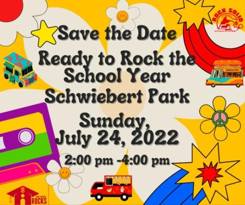 colorful image featuring summer and back to school illustrations 