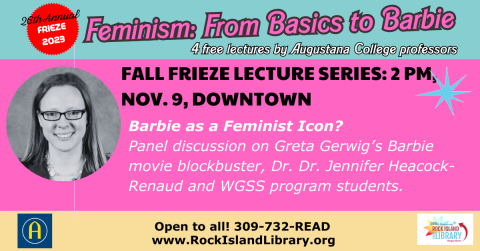 Presenter photo with title and date of program, Augustana & RIPL logos