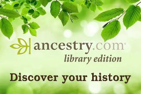 Ancestry.com logo on green leafy background