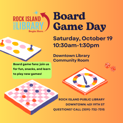 An orange and yellow square with generic board game images describing this event.