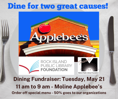 Applebees Dining Fundraiser with Library Foundation logos 