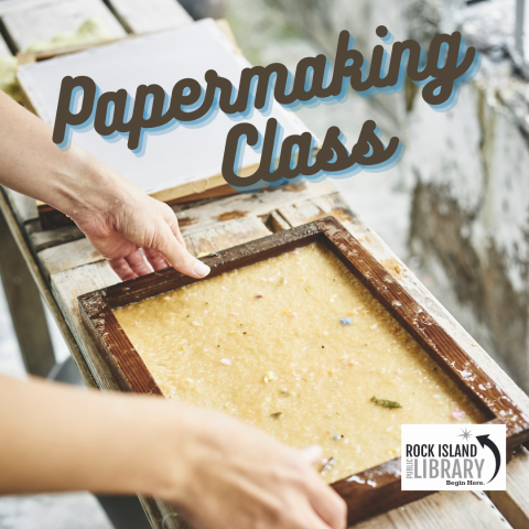 Image of hands straining paper pulp in a rectangular form. 